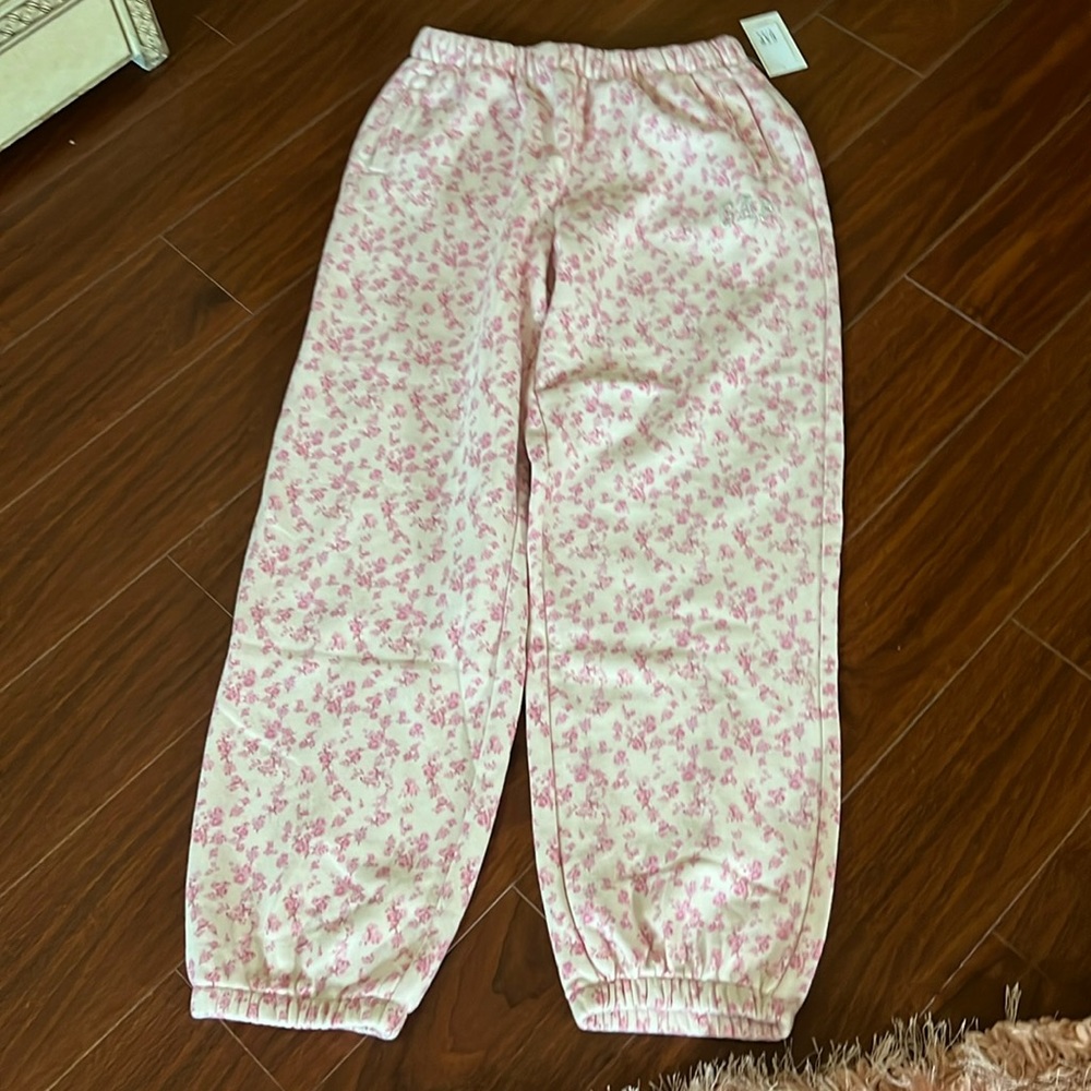 NWT Gap Love Shack Fancy pink floral sweatpants Girls XL